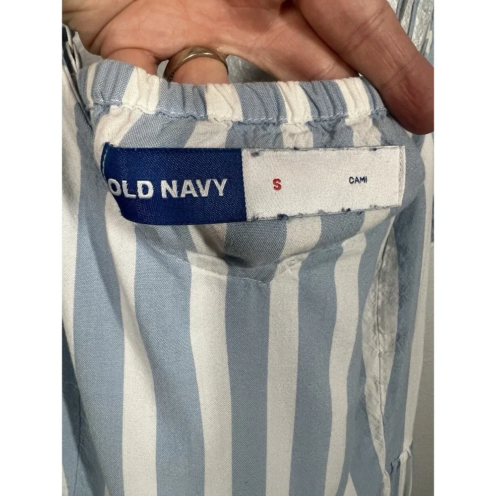 Old Navy Dress Women's S Blue White Striped Cami Sundress Tiered Midi‎ Maxi